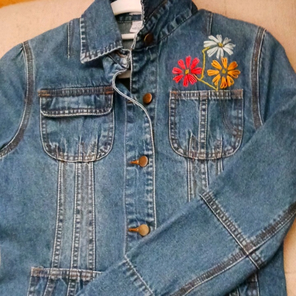Jean jacket hand embroidered